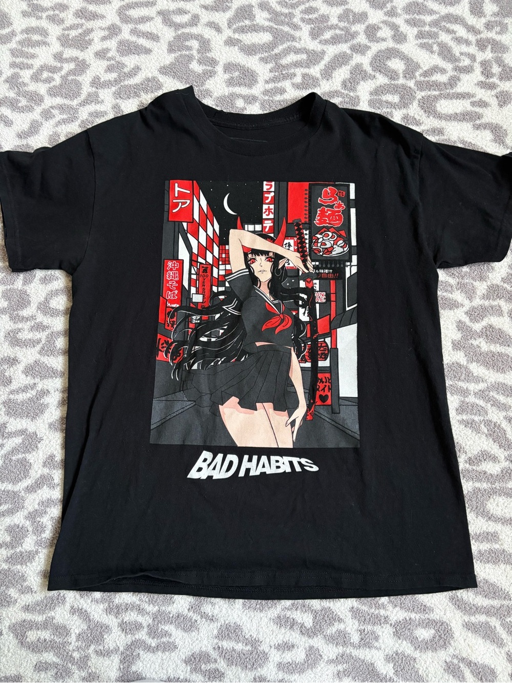 mens bad habits anime graphic tee